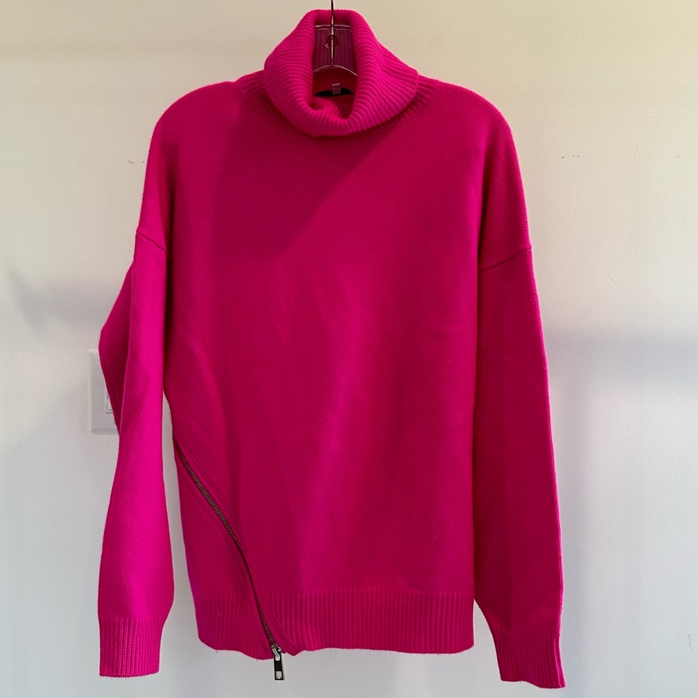 TIBI, BRIGHT PINK, TURTLENECK SWEATER